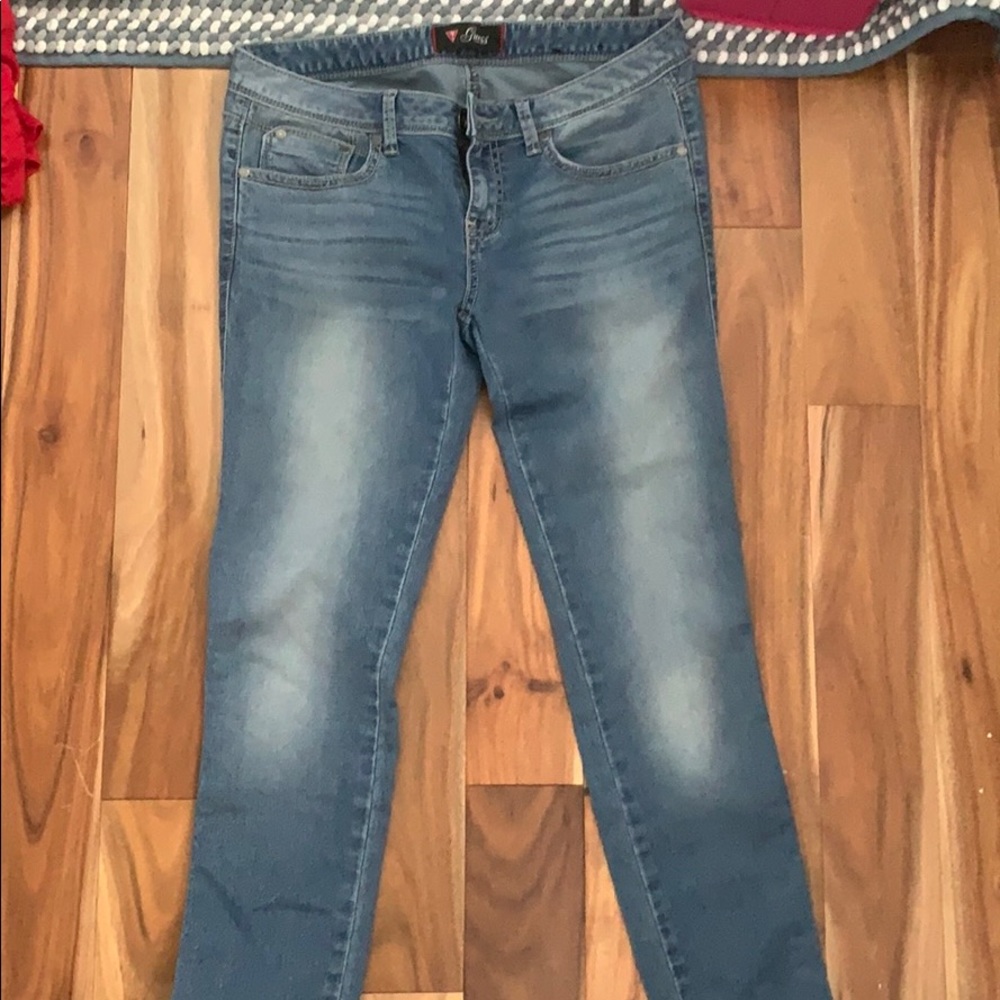 Tight blue jeans